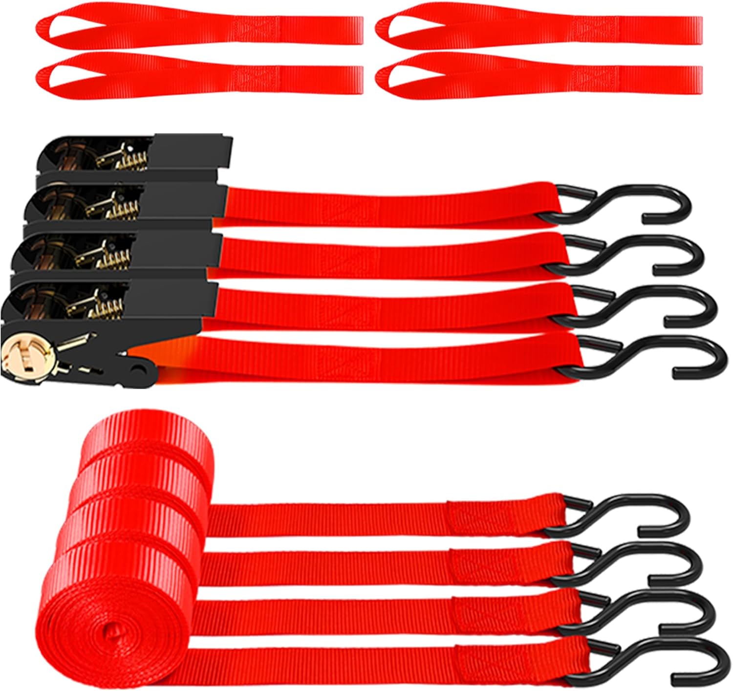 Ratchet Straps, 1500 lbs Breaking Strength - Premium 4X 15ft Tie Down Strap Set,...
