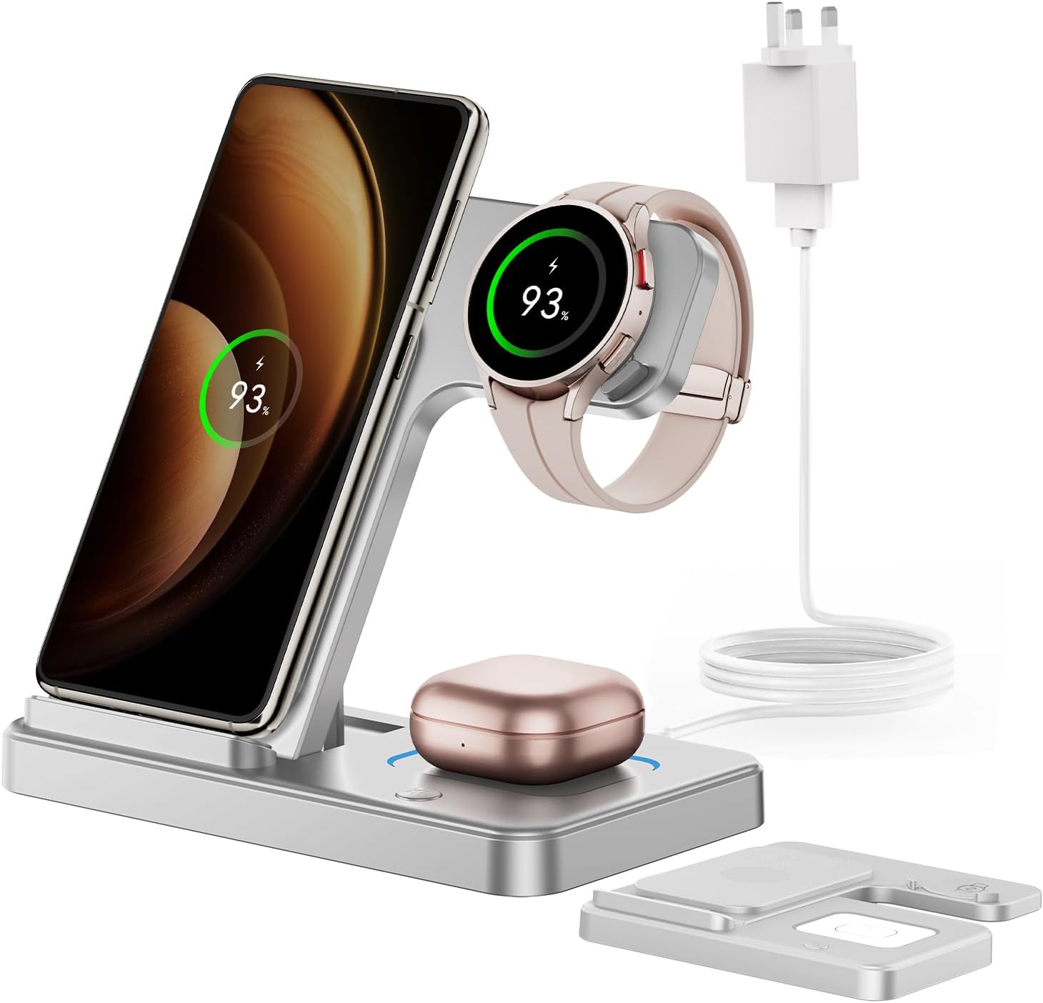 GEEKERA Wireless Charger for Samsung, 3 in 1 Foldable Charging Station for Samsu...