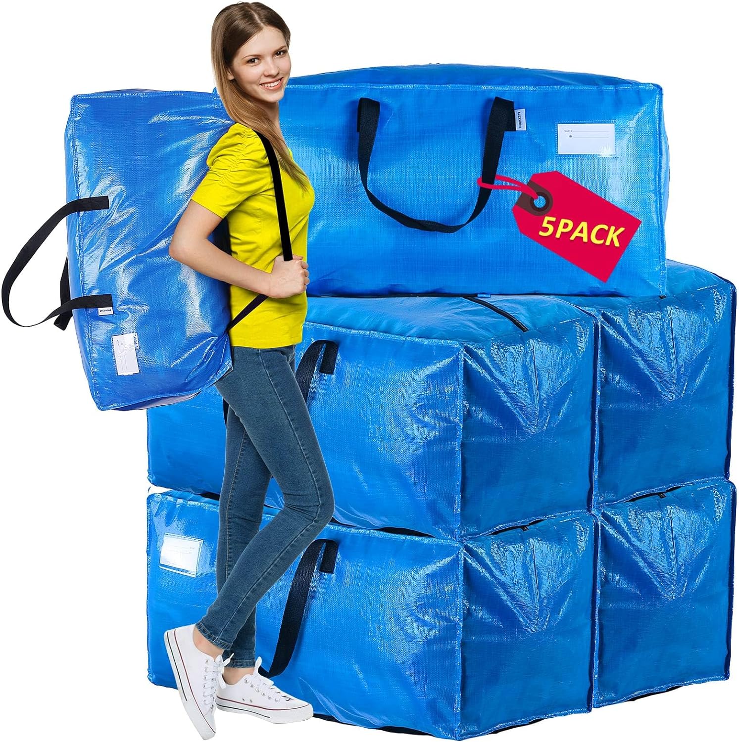 AlexHome Moving Bags Heavy Duty,Extra Large Packing Bags for Moving,Reusable Pla...