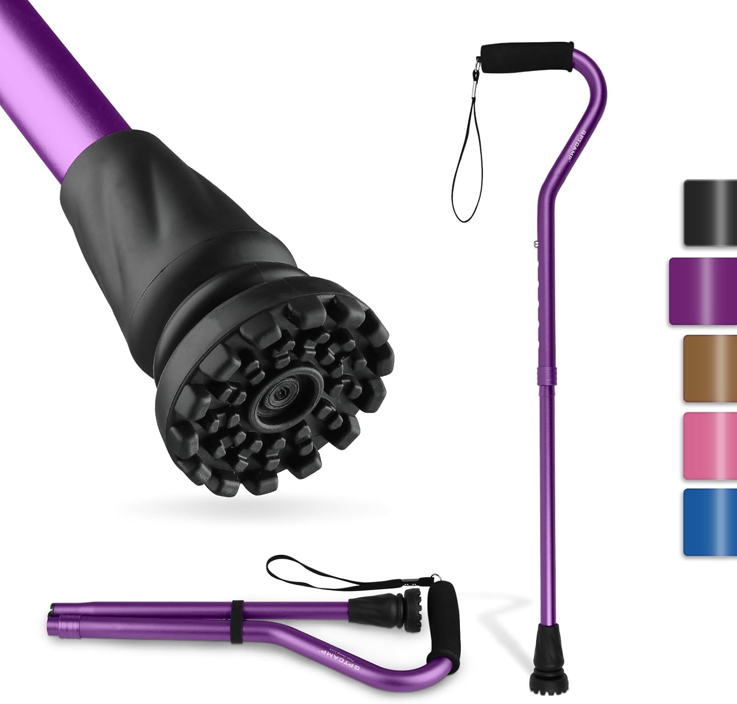 Walking Cane and Walking Stick, Special Lightweight Folding Cane with Offset Sof...