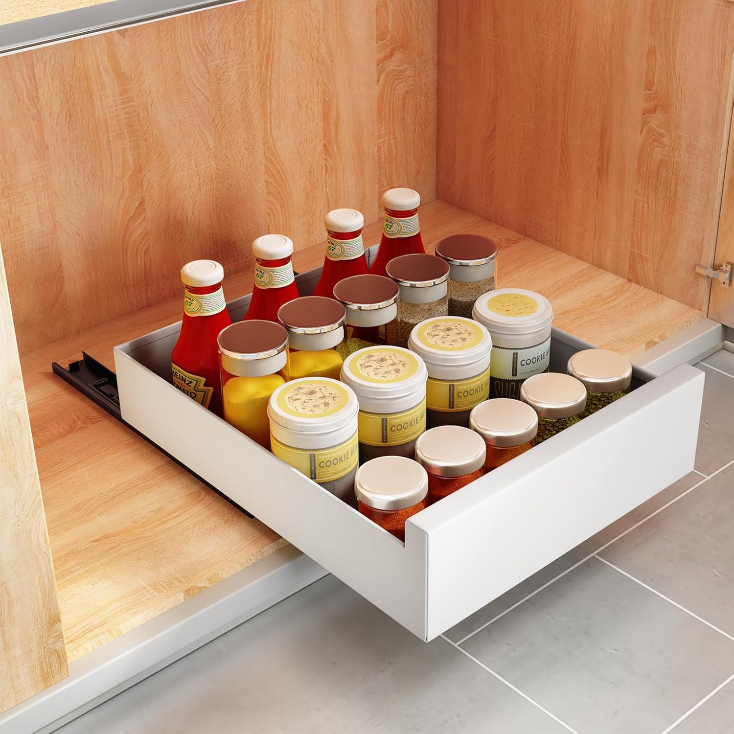 SAYZH Pull Out Drawers, Slide Out Drawer for for Kitchen Cupboard, Roll-Out Cabi...