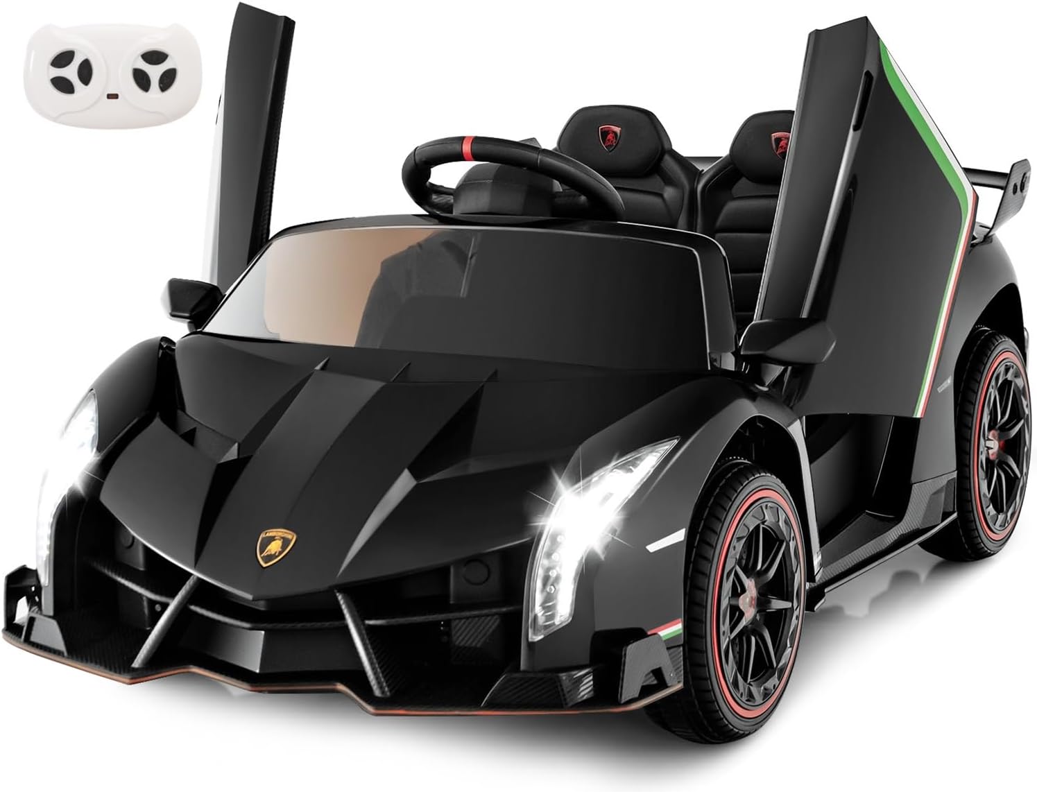 INFANS 2 Seater Kids Ride on Car, 12V 4WD Licensed Lamborghini Veneno Powered El...