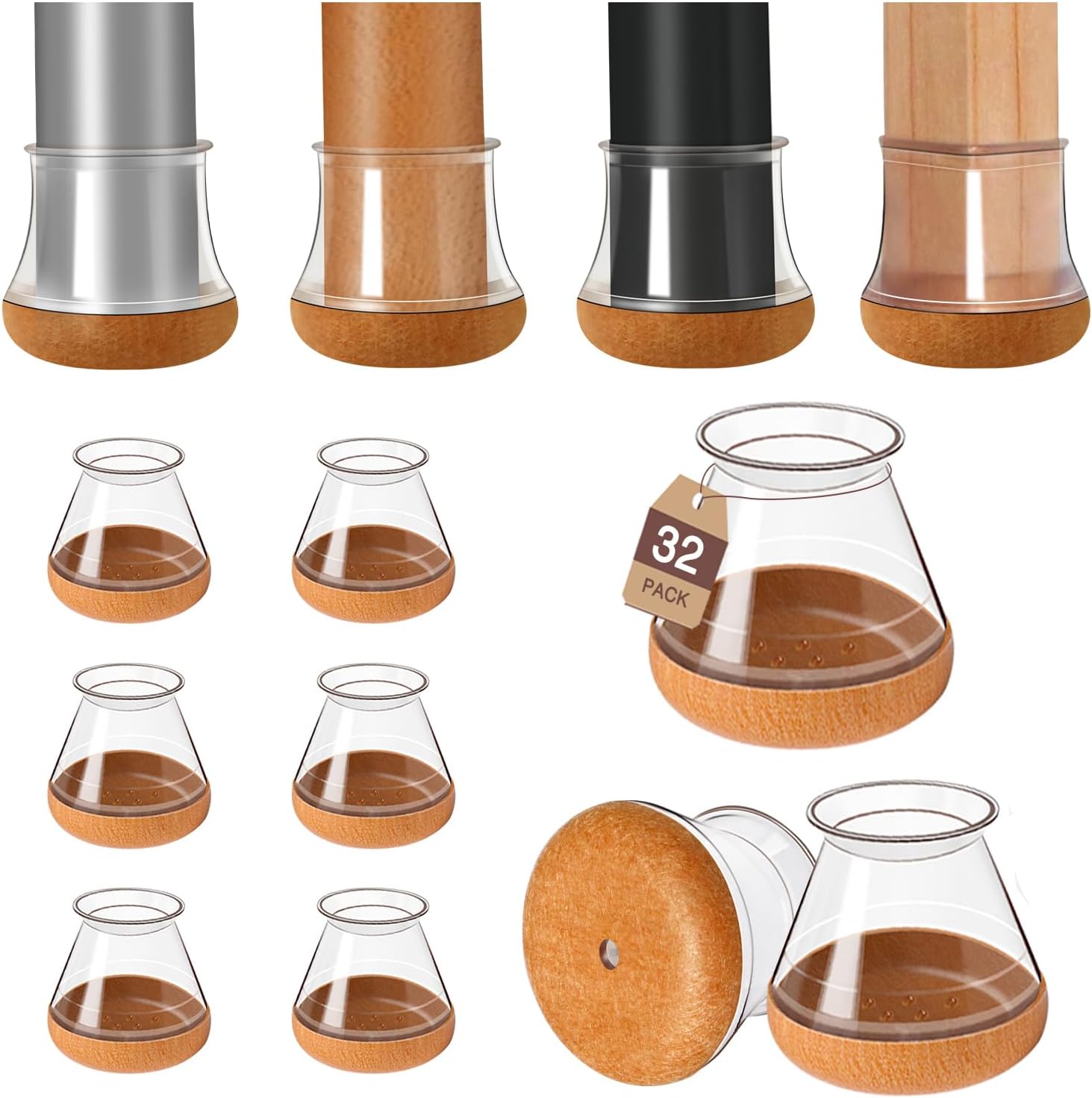 32 Pcs Small Chair Leg Floor Protectors Furniture Pads Floor Protectors for Hard...