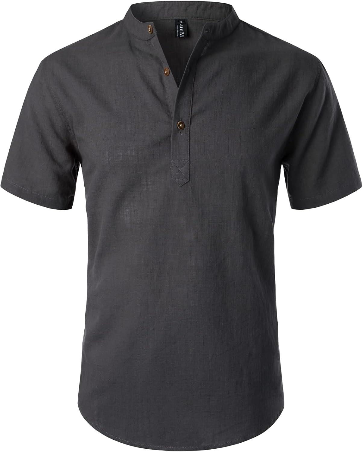 LucMatton Men's Casual Cotton Linen Short Sleeve Henley Shirt Summer Lightweight...