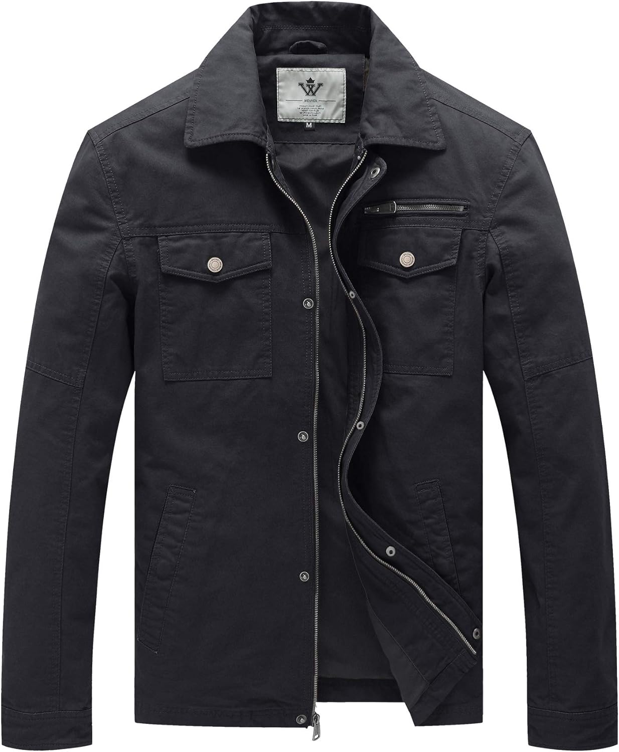 WenVen Men’s Casual Canvas Cotton Military Lapel Jacket, High-Quality Jacket for...