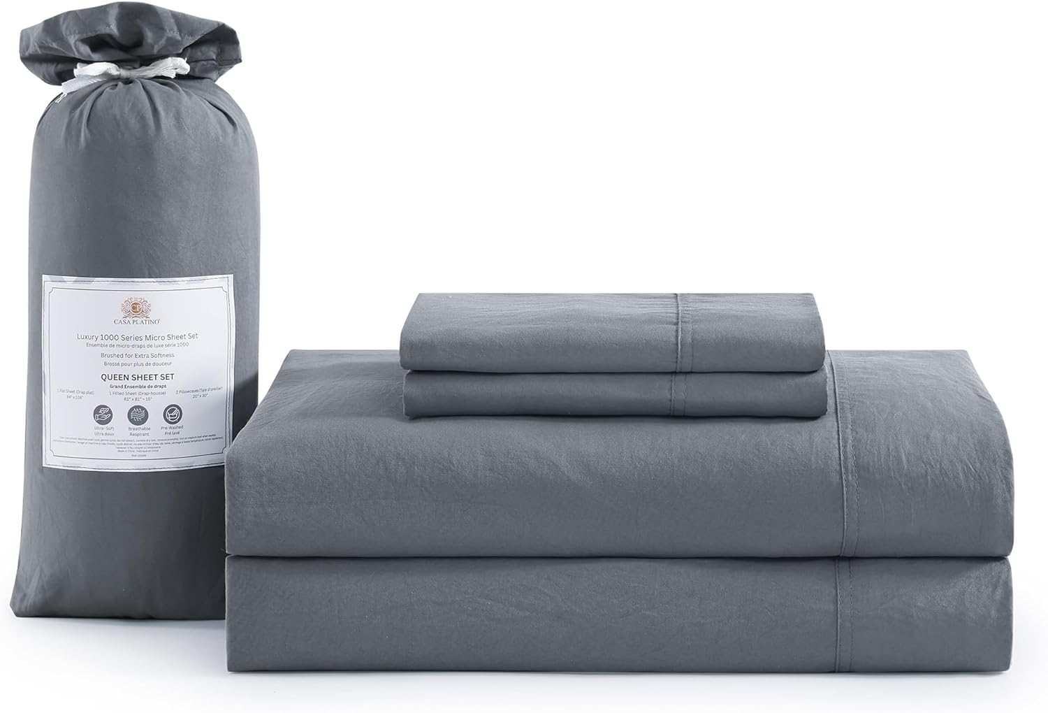 Casa Platino Queen Sheets, Special Pre Washed Soft Queen Bed Set, Innovative Fad...