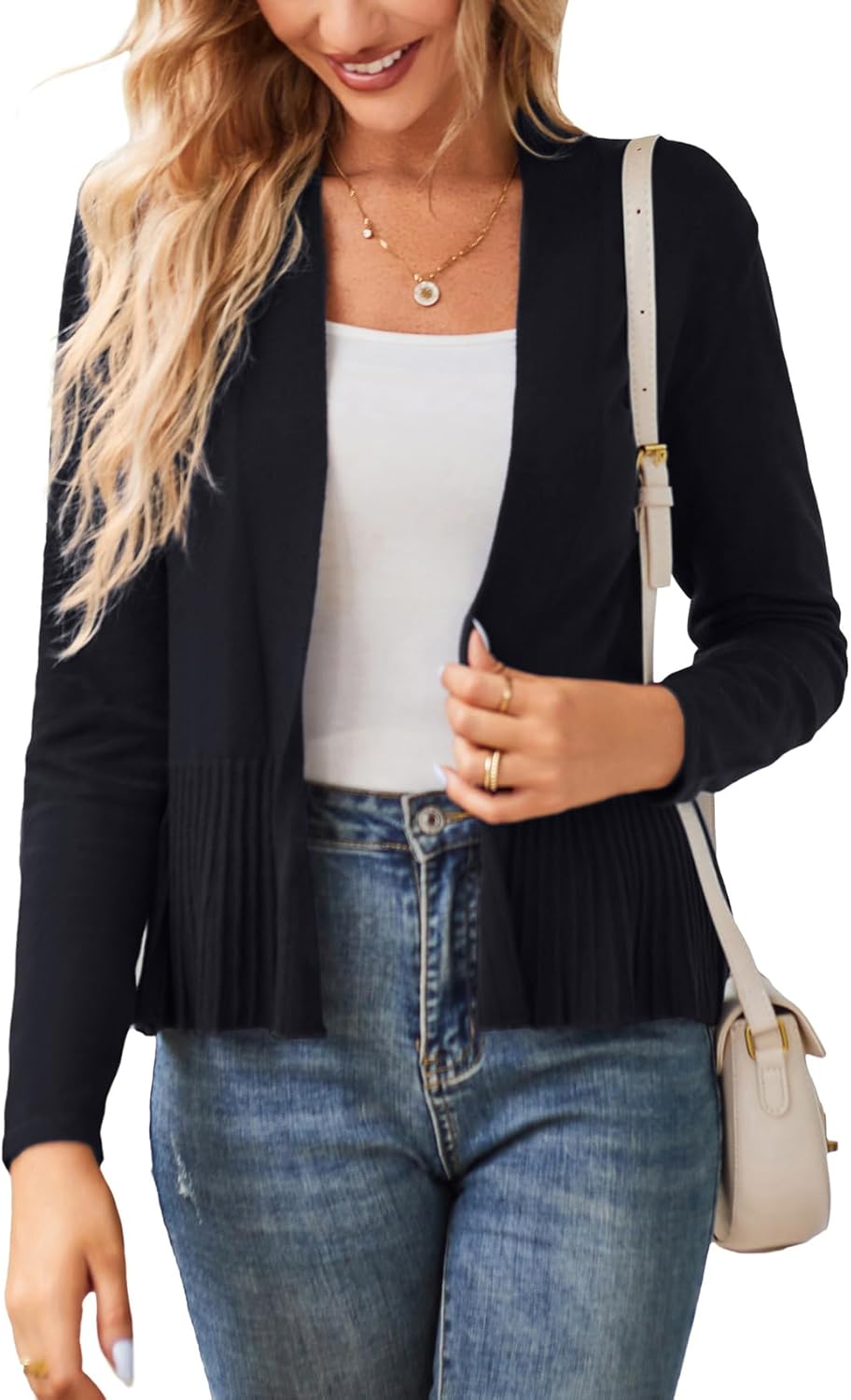 GRACE KARIN Women's Cardigan, High-Quality Casual Draped Open Front Cropped Swea...