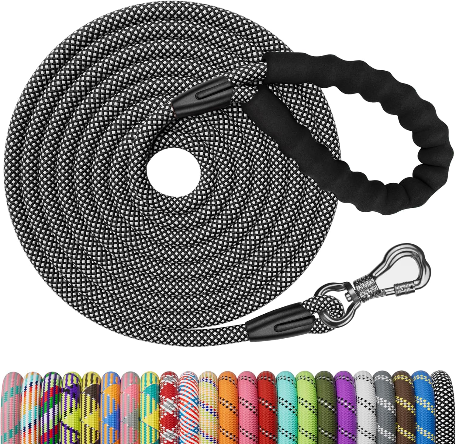 NTR 15FT Training Leash for Dogs, Nylon Rope Dog with Swivel Lockable Hook and C...