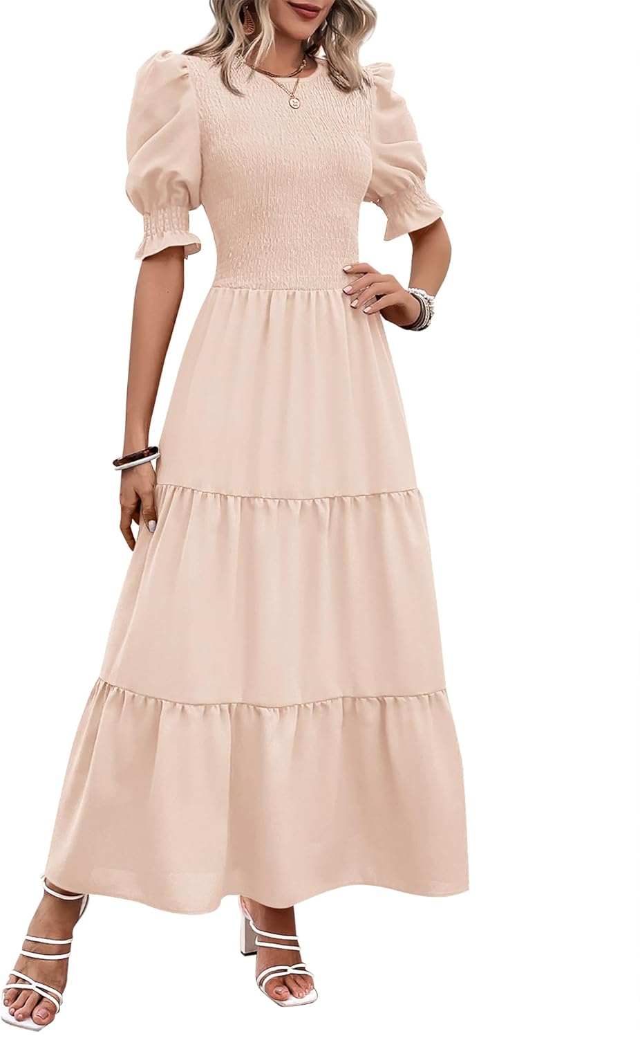 BTFBM Women Casual Summer Dresses, Special Spring Crew Neck Ruffle Short Sleeve...