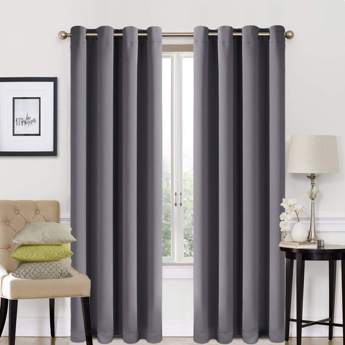EASELAND Blackout Curtains 2 Panels Set Thermal Insulated Window Treatment Solid...