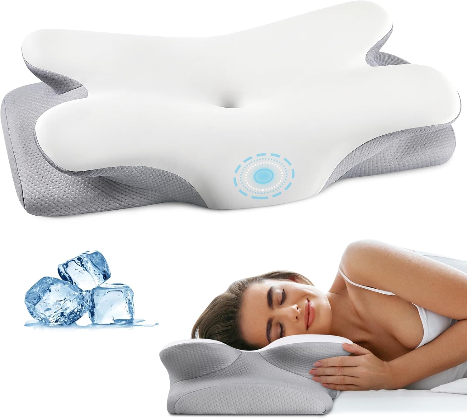 Cervical Neck Pillow for Pain Relief - Contour Memory Foam Pillows with Cooling...