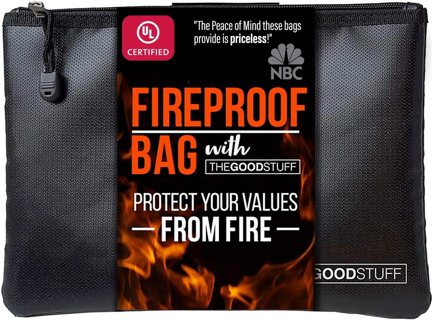 The Good Stuff Fireproof Money Bag with Zipper (10" x 13" / 2000℉), Protect Cash...