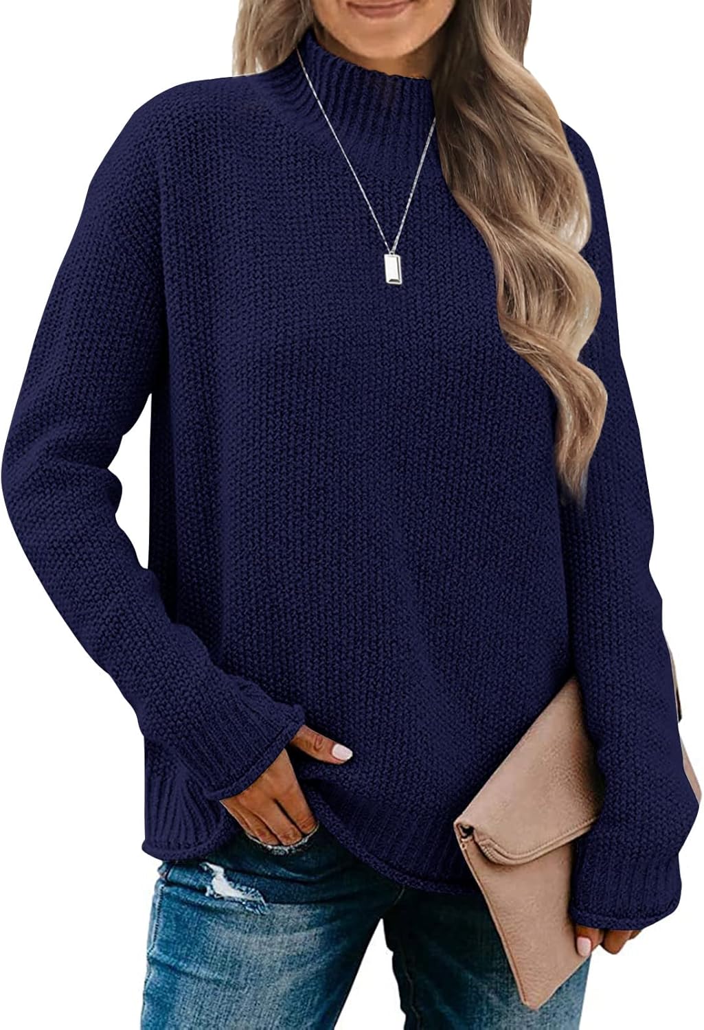 Cozy MEROKEETY Women's Sweater, Special Long Sleeve Turtleneck Knit Sweater, Inn...