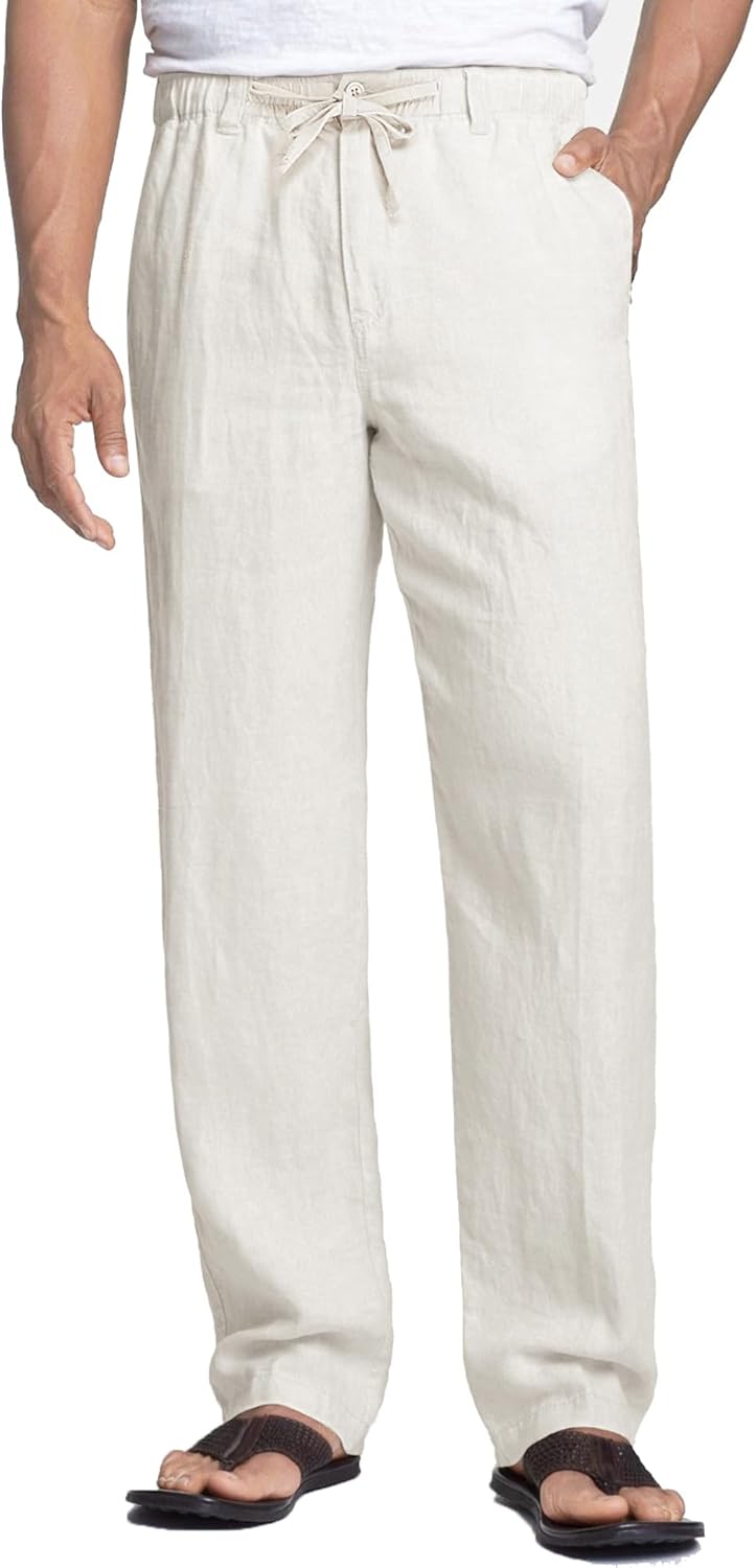 COOFANDY Men's Casual Linen Pants, Special Beach Summer Pants With Elastic Waist...
