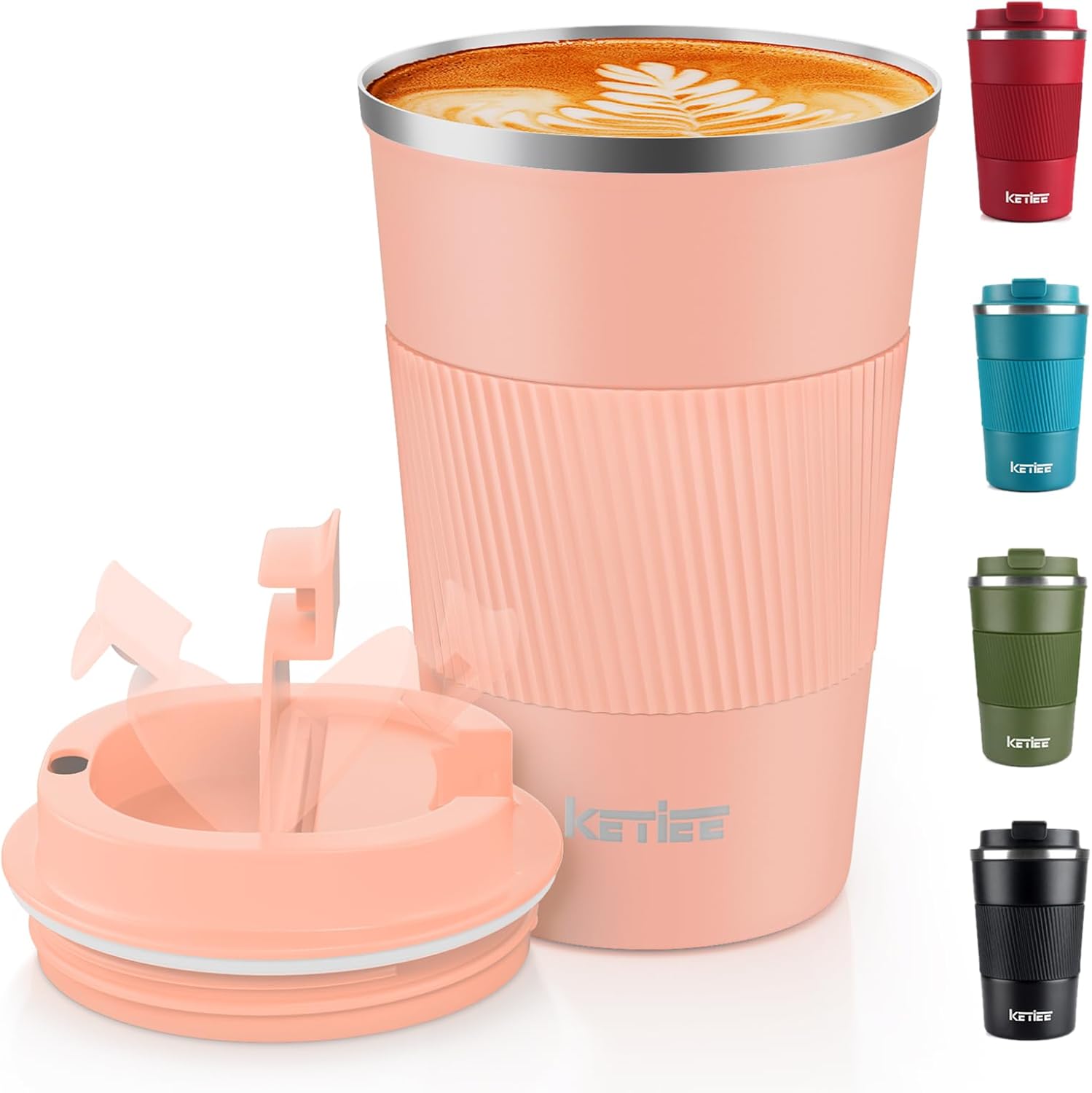KETIEE Travel Mug Insulated Coffee Cup with Leakproof Lid, Reusable Coffee Cups...
