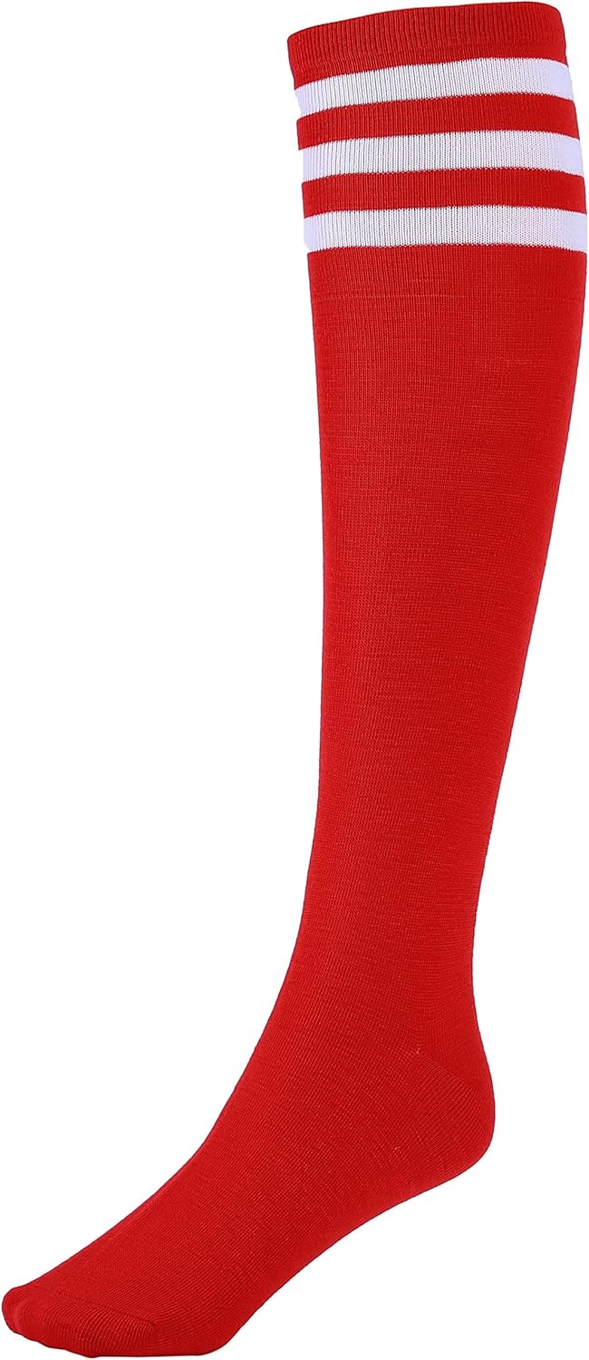 Women’s Classic Knee High Socks, Special Striped Socks One Size, Unique Red Sock...