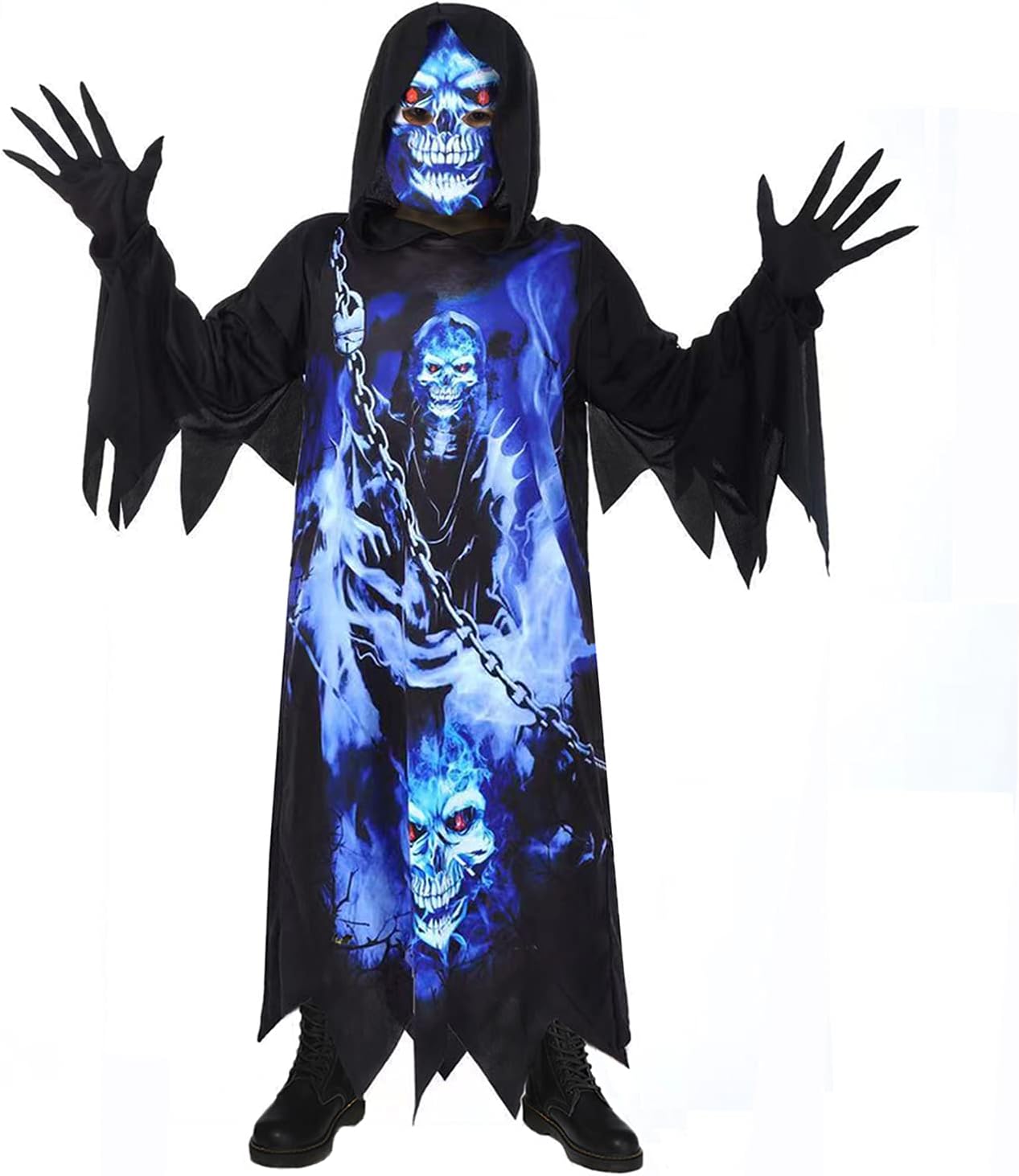 Sincere Party Grim Reaper Costume For Kids,Phantom of the Darkness,Spooky Black...