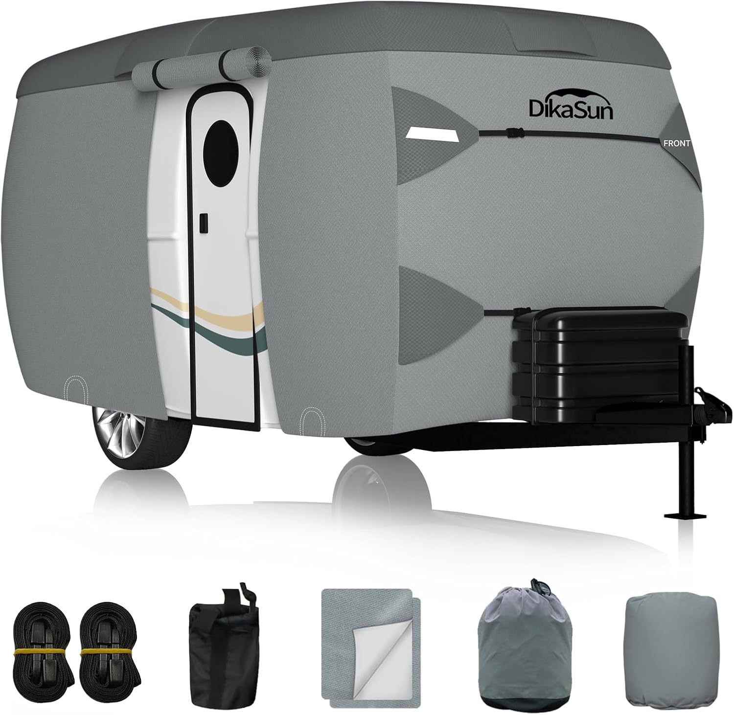 Travel Trailer Cover, 7 Layers Fiberglass Camper RV Cover (Fits 8' - 10' Trailer...