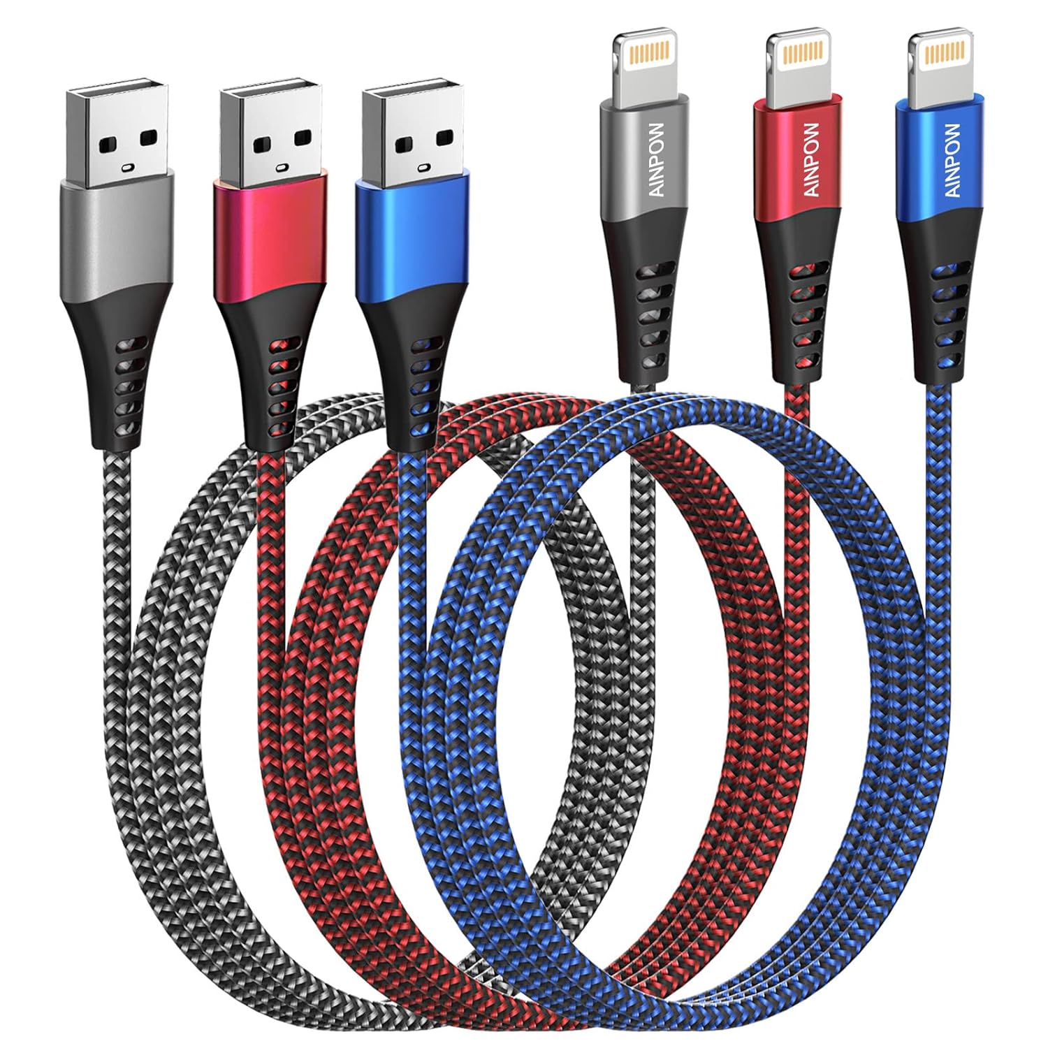 iPhone Charger Cable 2M 3Pack[Apple MFi Certified],USB Lightning Cable 2M iPhone...