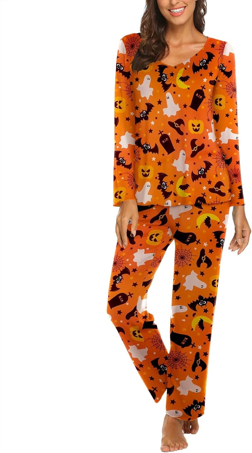 Ekouaer Women's Pajama Set Long Sleeve Pj Sets Two Piece Loungewear Soft Pajama...