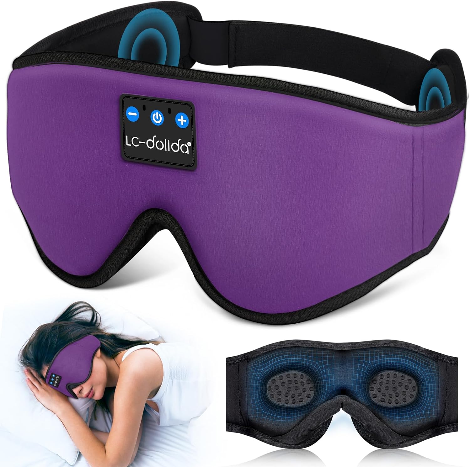 LC-dolida Sleep Headphones, Special Sleep Mask Bluetooth Wireless Music Eye Mask...