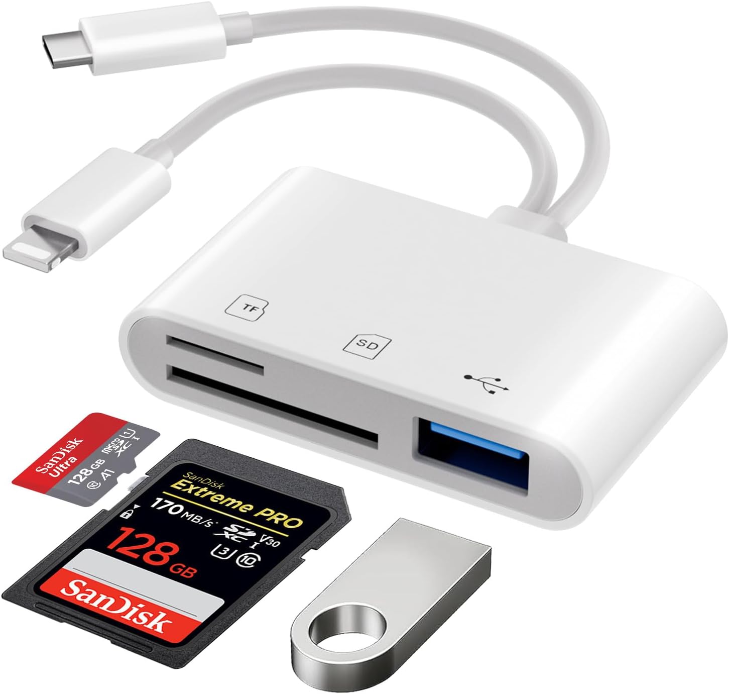 SD Card Reader for iPhone iPad, Dual Connector USB C iPhone SD Card Reader with...