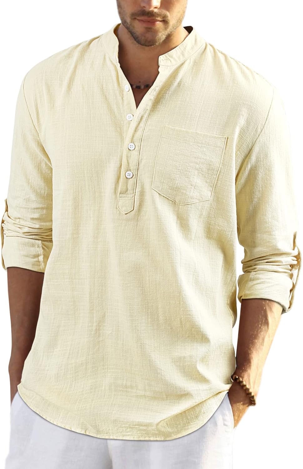 Enlision Mens Casual Cotton Shirt Long Sleeve Button Down Summer Lightweight Hen...