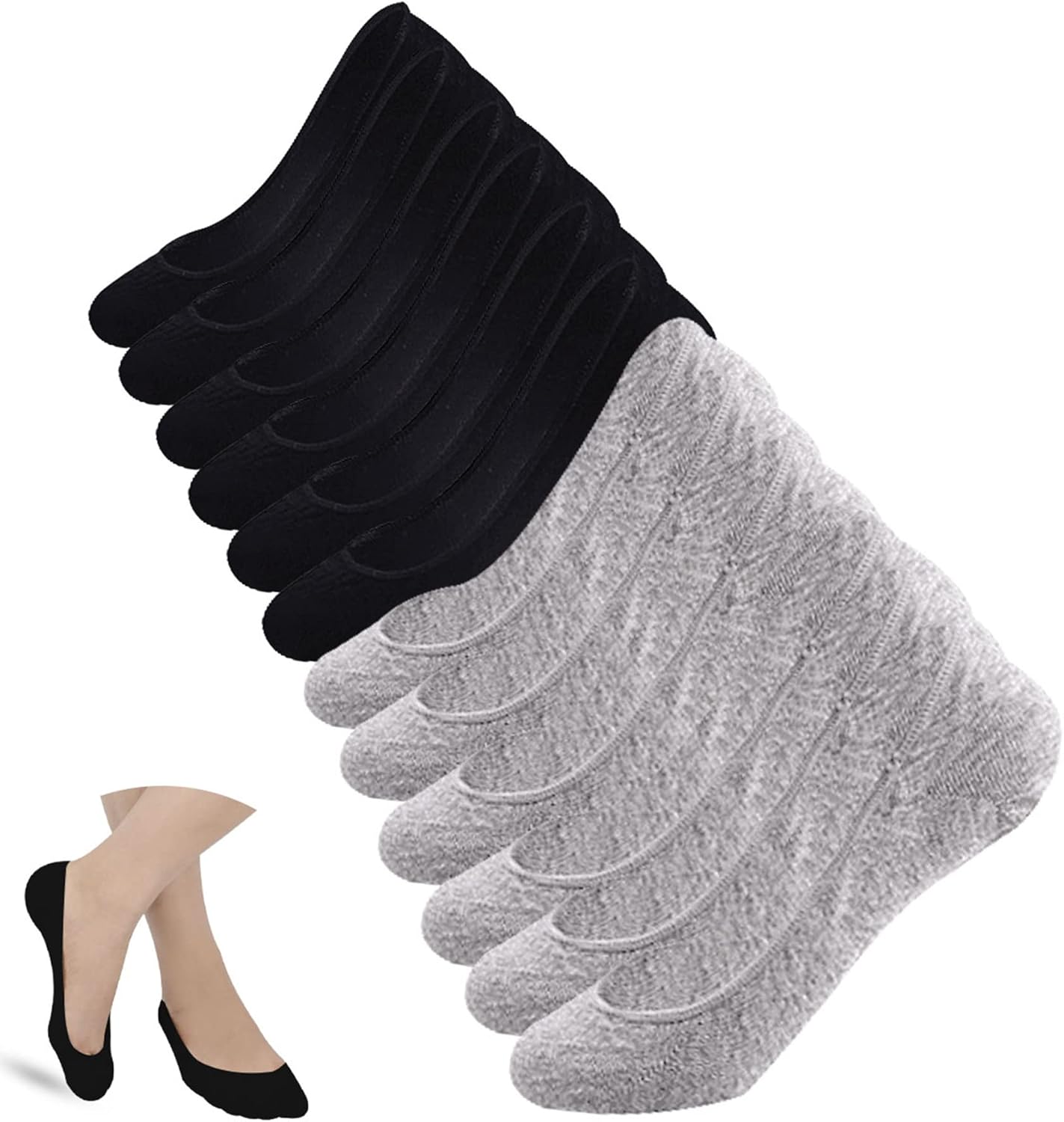 Women No Show Socks - 6 Pairs Non Slip Lace Invisible Socks, Lace Socks Women Sh...