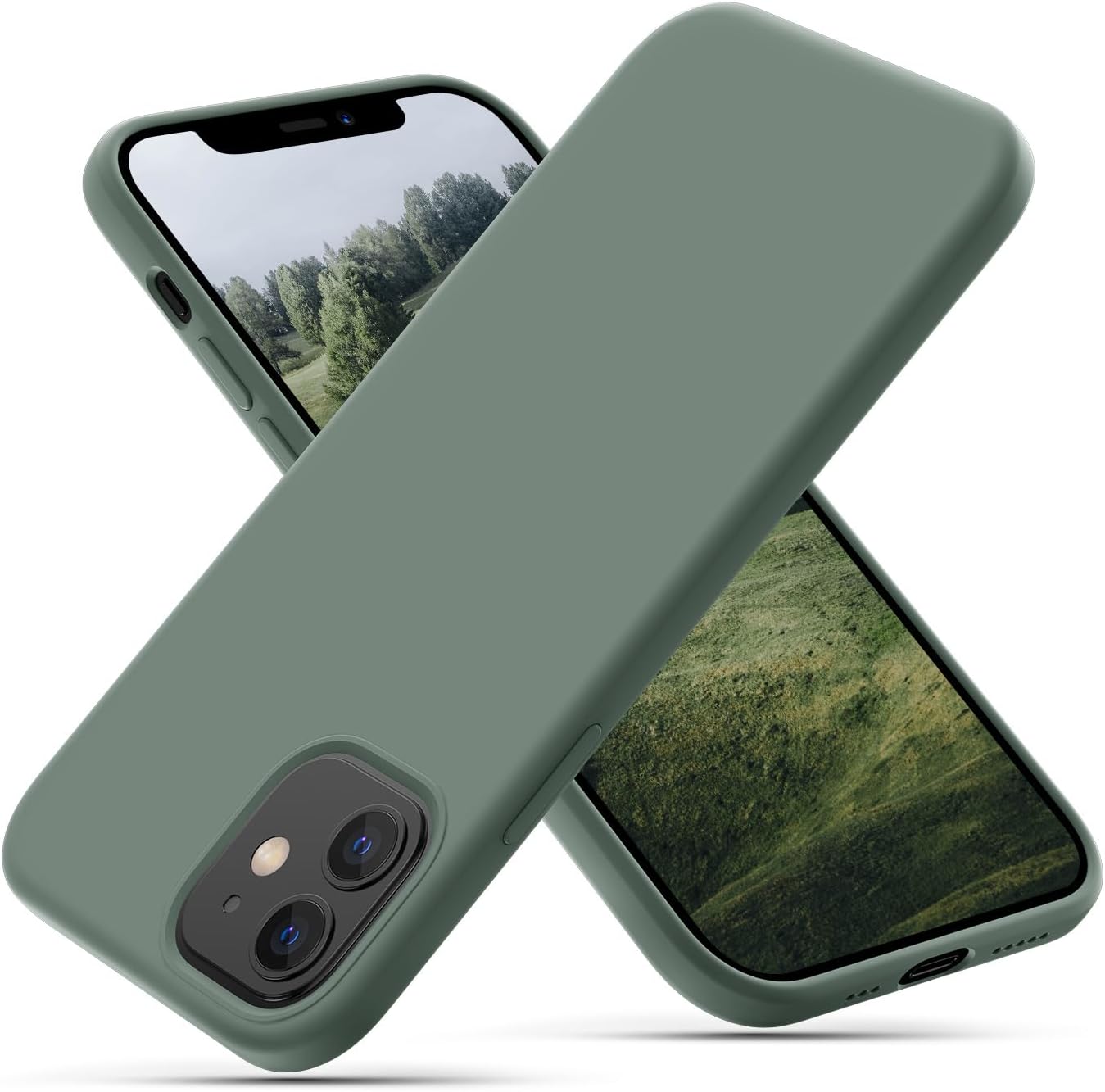 CALOOP Slim-Fit for iPhone 12/12 Pro Case,Skin Soft Liquid Silicone,Sturdy Hard...