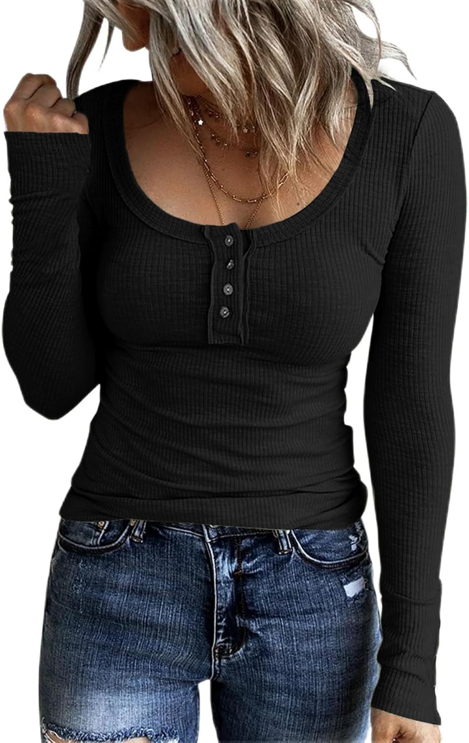 SMENG Ladies Long Sleeve Shirts Women Striped Crewneck Pullover Tunic Patchwork...