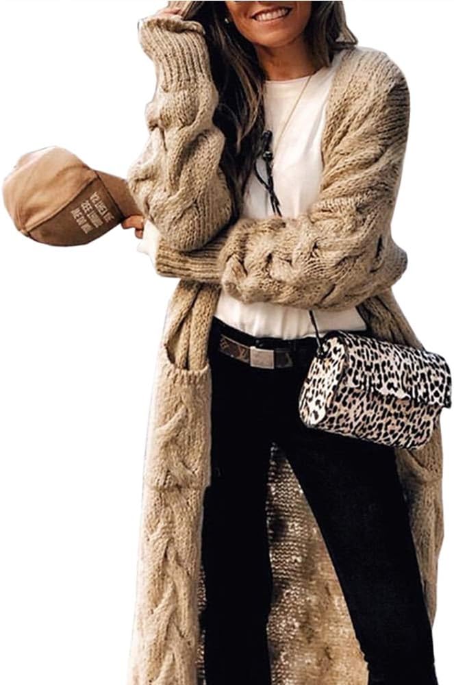 ZIWOCH Women's Long Cardigan, Special Knit Cardigan Coat, High-Quality Casual Op...