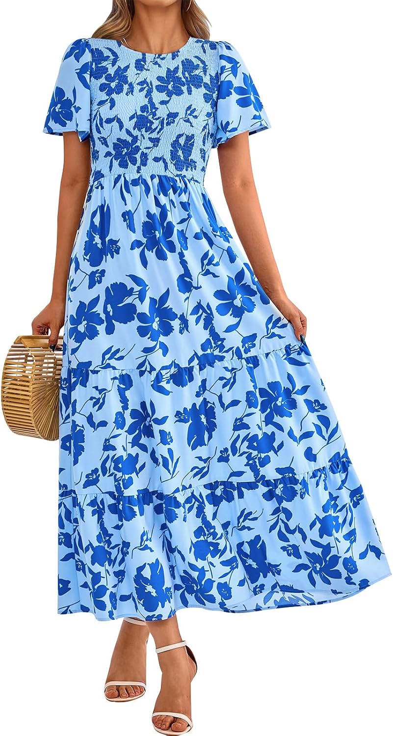 PRETTYGARDEN Women's Dress, Special Summer Casual Flutter Short Sleeve Boho Flor...