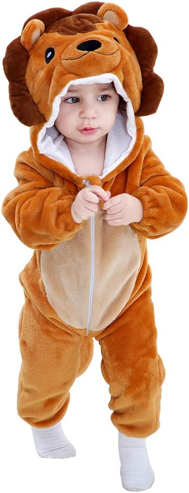 COOKY.D Unisex Winter Animal Hooded Baby Romper 3-36 Months 3-6 Months Brown