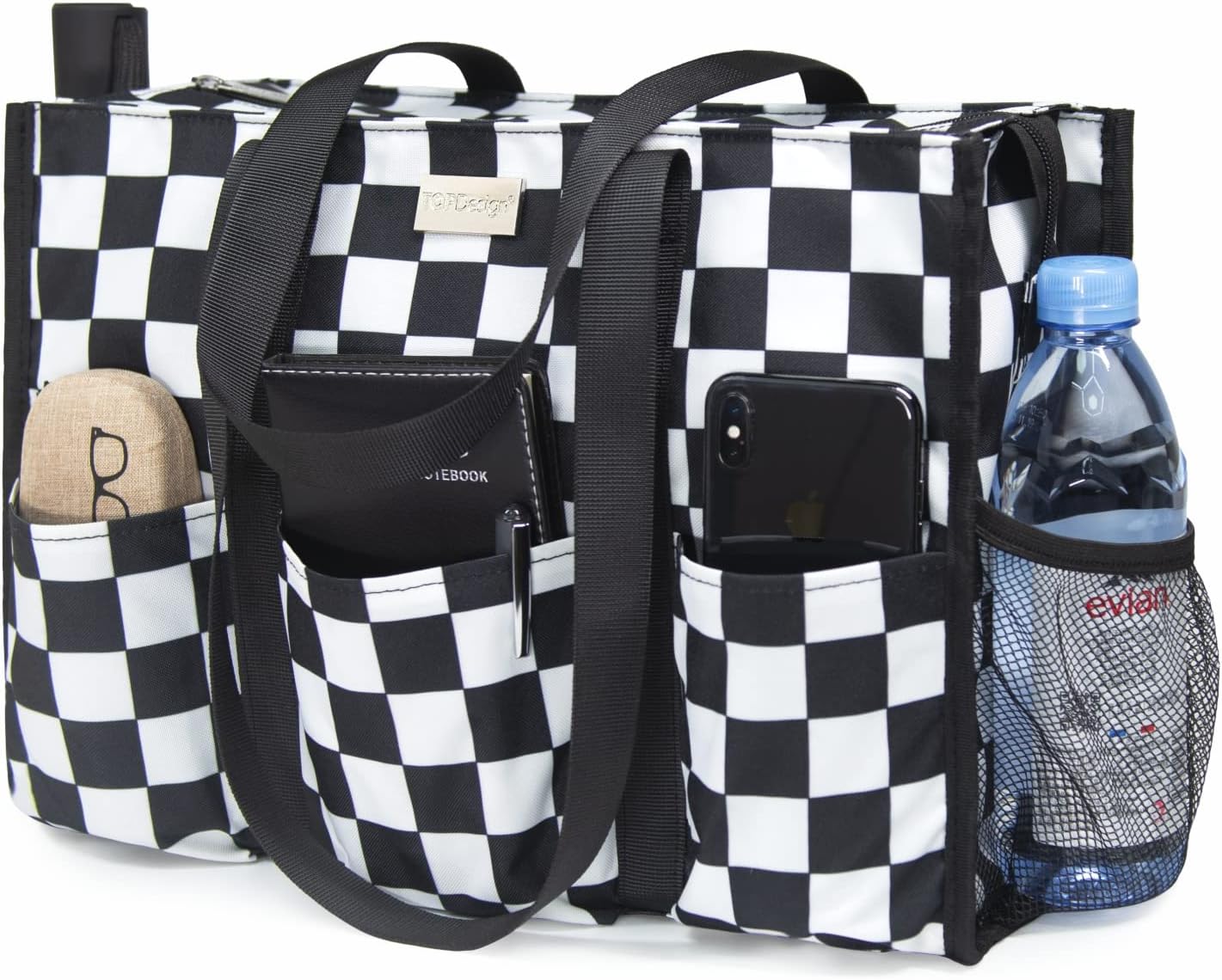 TOPDesign Utility Water Resistant Tote Bag, Special Tote Bag with 13 Exterior Po...