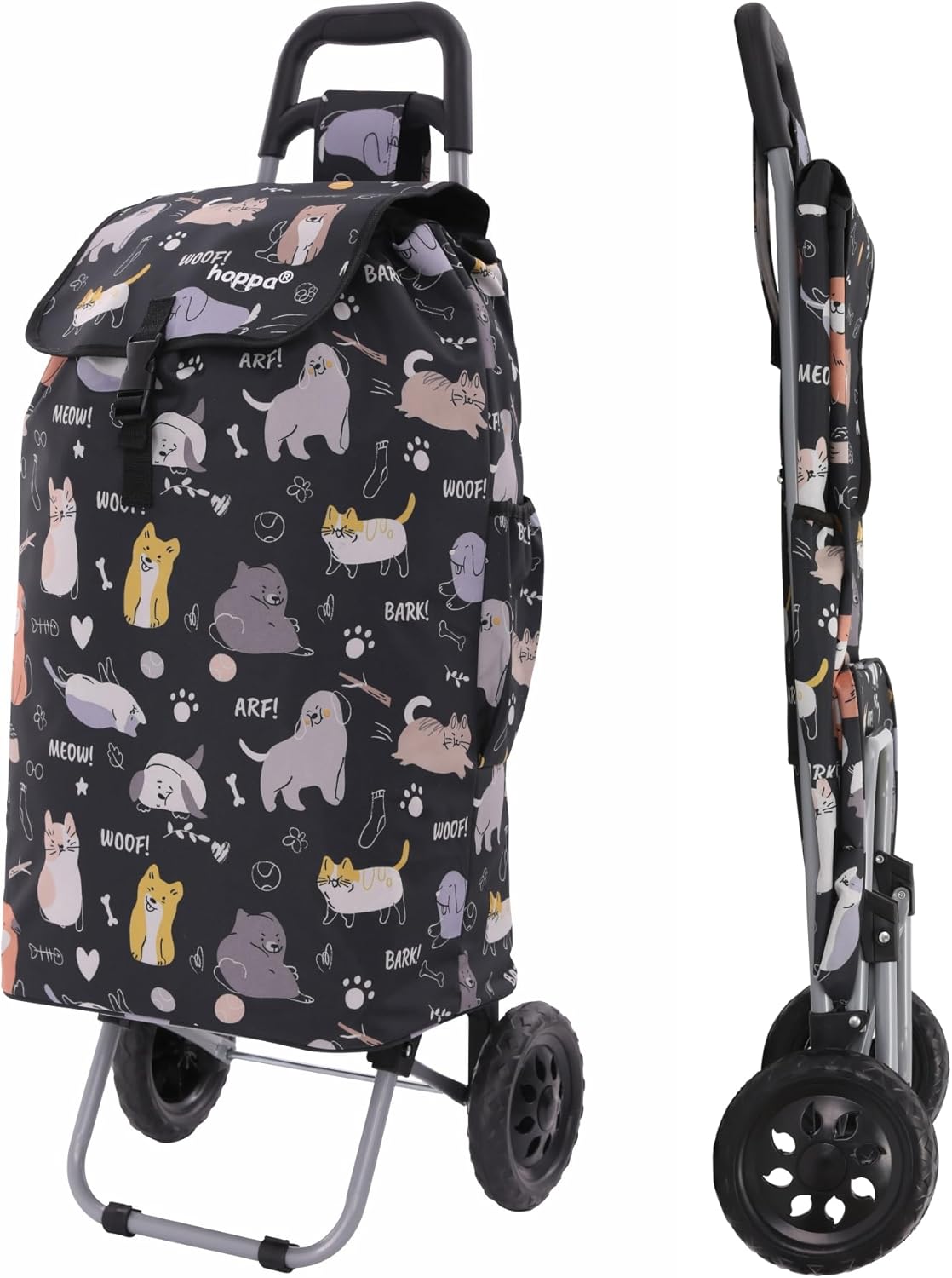 Hoppa 57Ltr Lightweight Shopping Trolley 2024 model, Hard Wearing & Foldaway Pus...