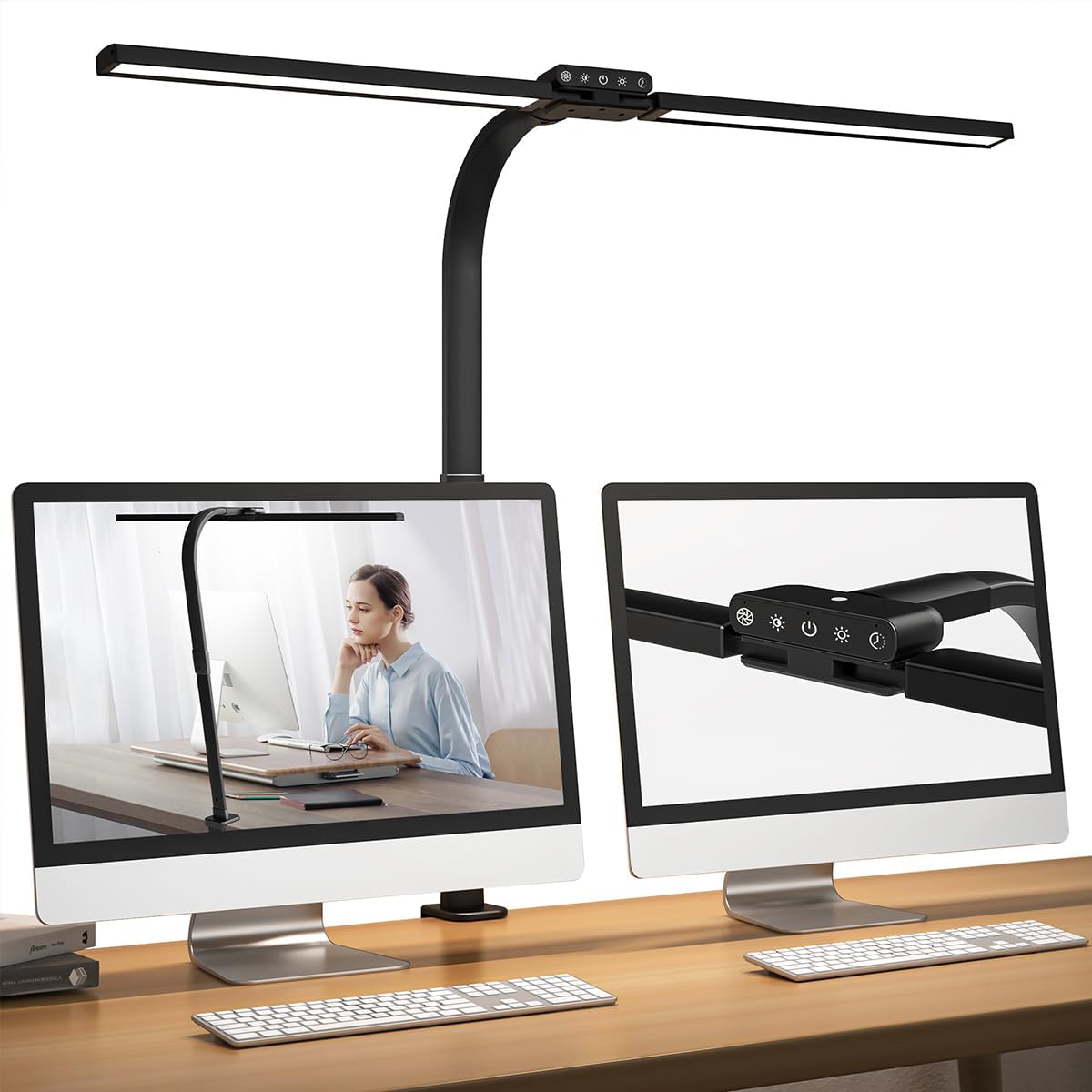 Hapfish LED Clamp Desk Lamp, Special Desk Lamp for Office, Unique 24W Double Hea...