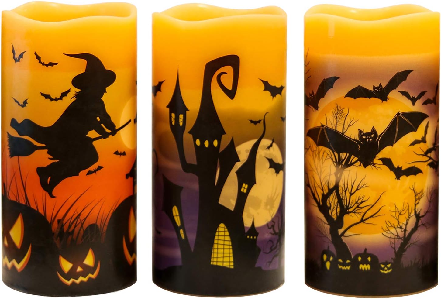 Eldnacele Halloween Flameless Pillar Candles, Special Battery Operated Real Wax...