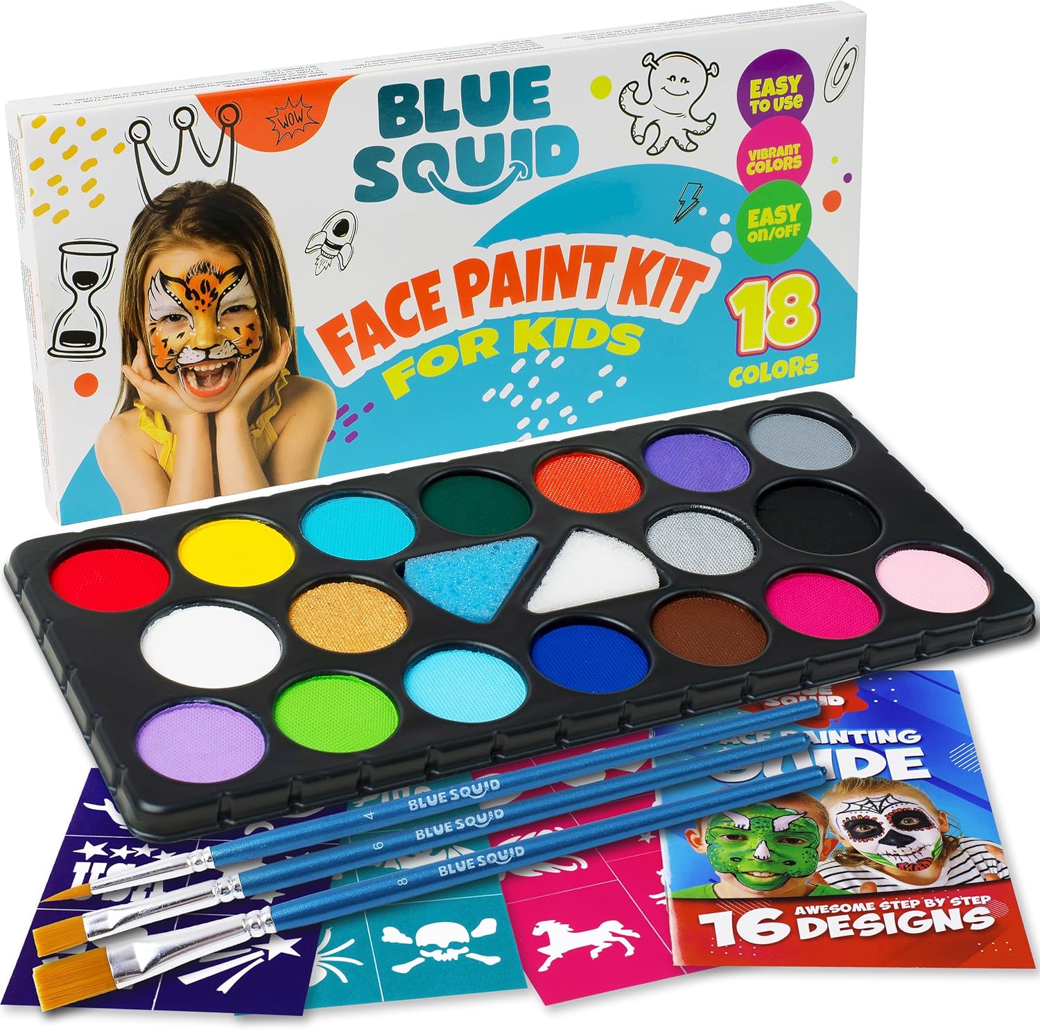 Blue Squid Face Painting Kit, Special Kids Face Paint Kit for 18 Colors Ultimate...
