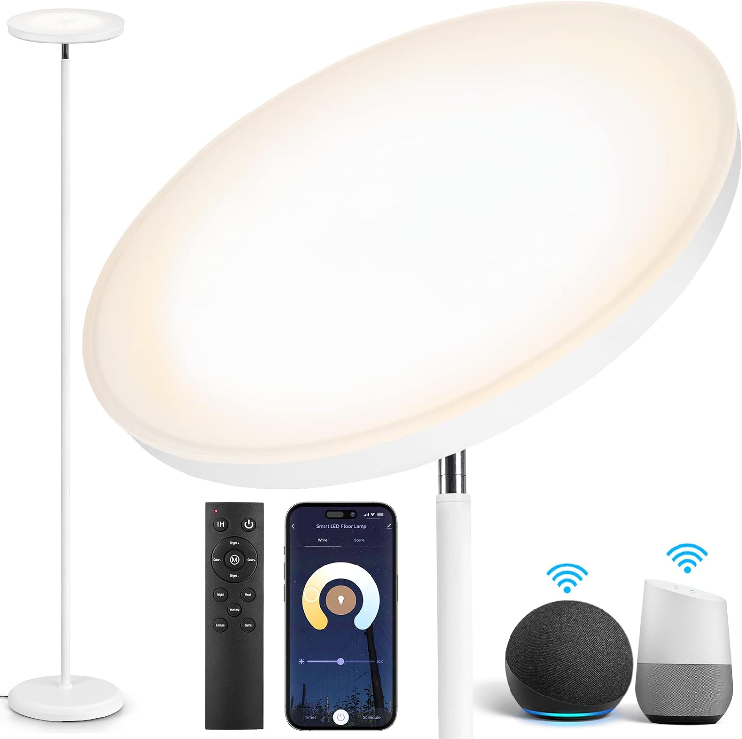 OUTON Smart LED Uplighter Floor Lamp, Dimmable Bright Torchiere Modern Lamp Work...