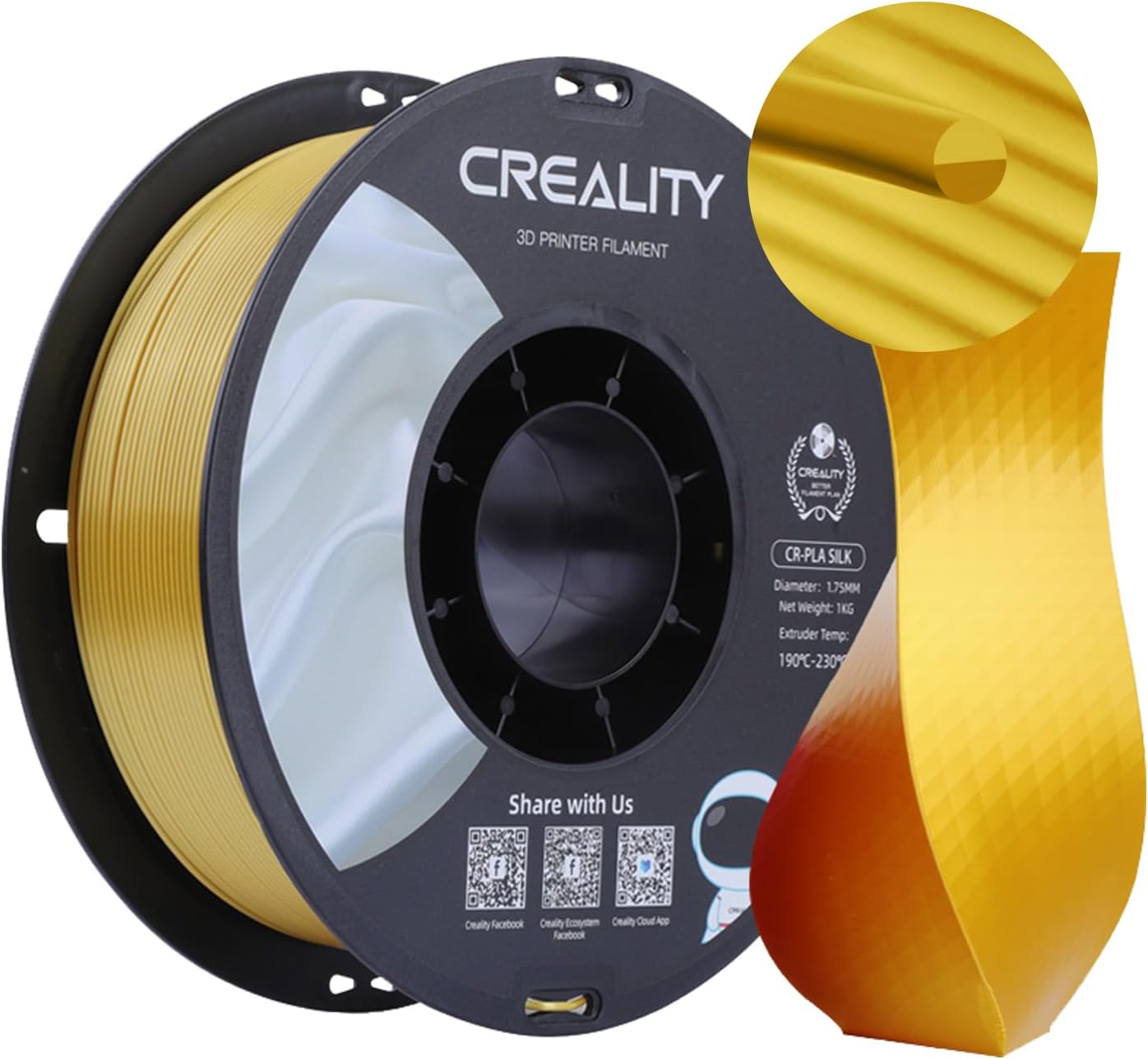 Creality PLA 3D Printer Filament, PLA Filament 1.75mm Silk Shiny PLA Filament +/...