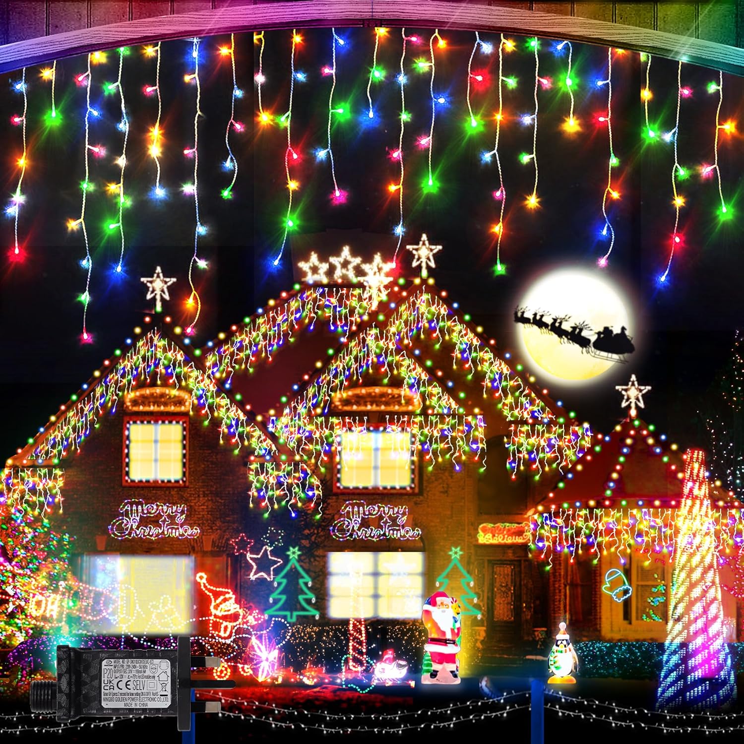 JXLEDAYY 640 LED Christmas Lights, Special Outdoor Decorations with Multicolor I...
