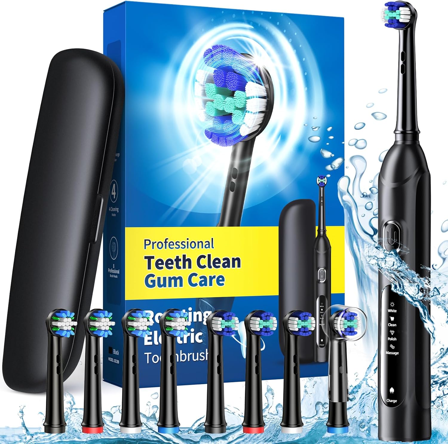 Rotating Electric Toothbrush, Special Electric Toothbrush with Travel Case for A...