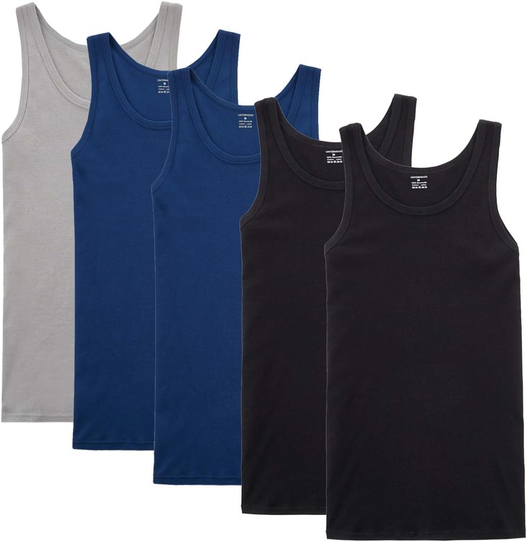 NUOZA Men's Vest, Premium 5 Pack 100% Cotton, Comfortable Vest for Multiple Colo...