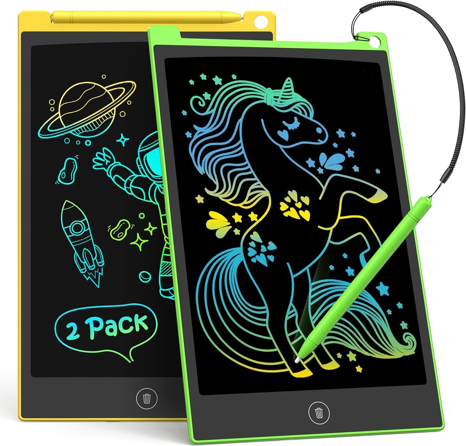 TECJOE Writing Tablet, Innovative 2 Pack LCD Drawing Tablet for Kids, Unique Col...
