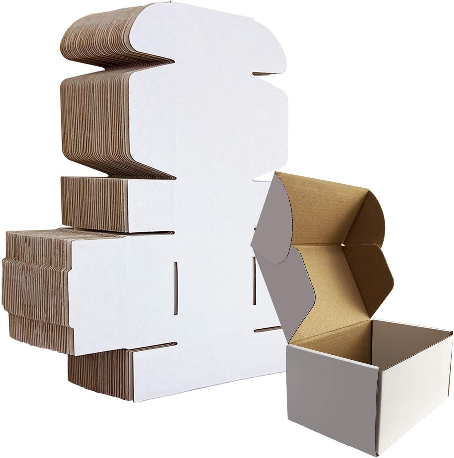 HORLIMER 25 Pack White Shipping Boxes, Special Corrugated Cardboard Mailing Box...