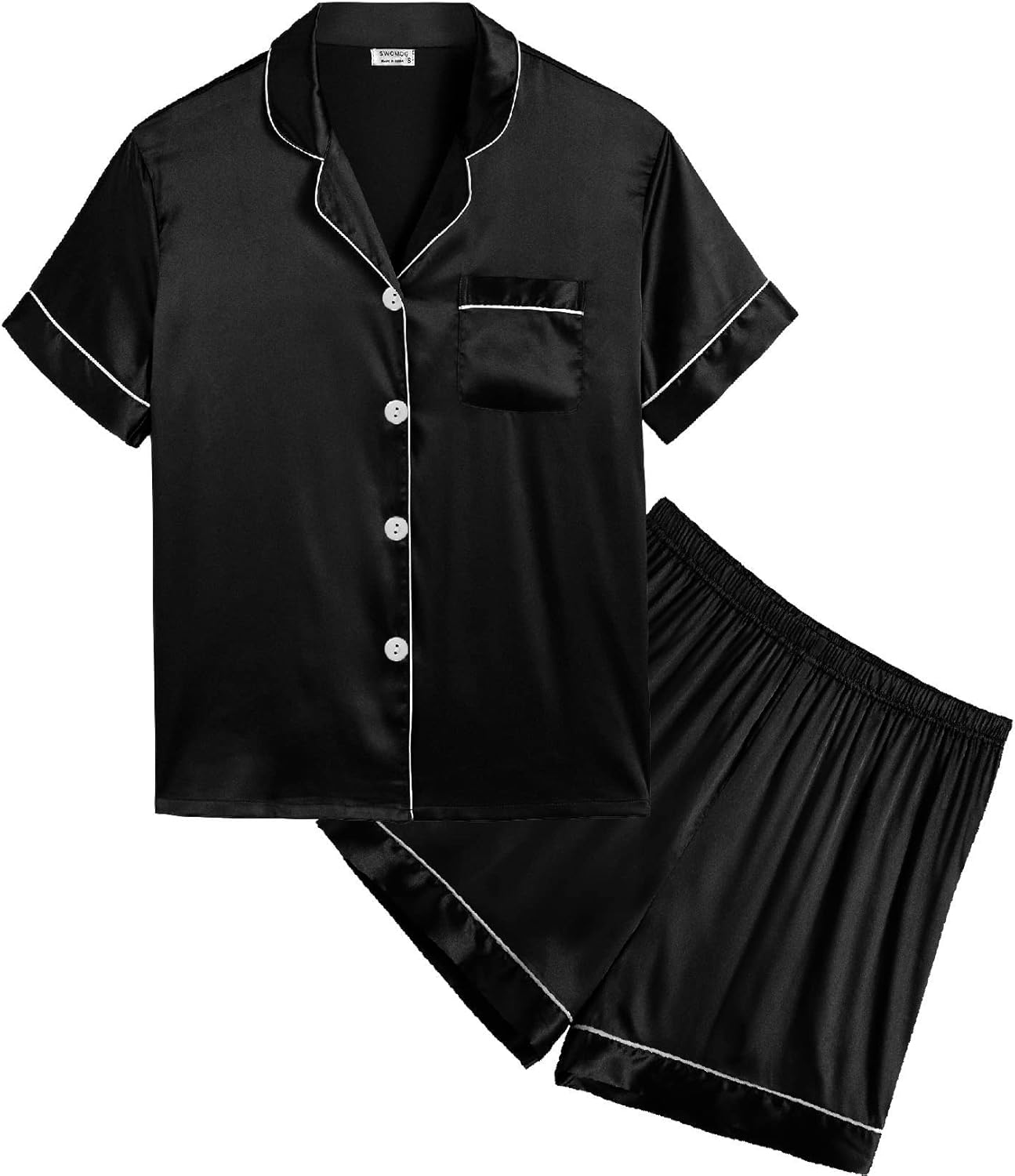 SWOMOG Kids Silk Pyjamas, Special Short Sleeve Satin PJs Sets, Innovative Button...