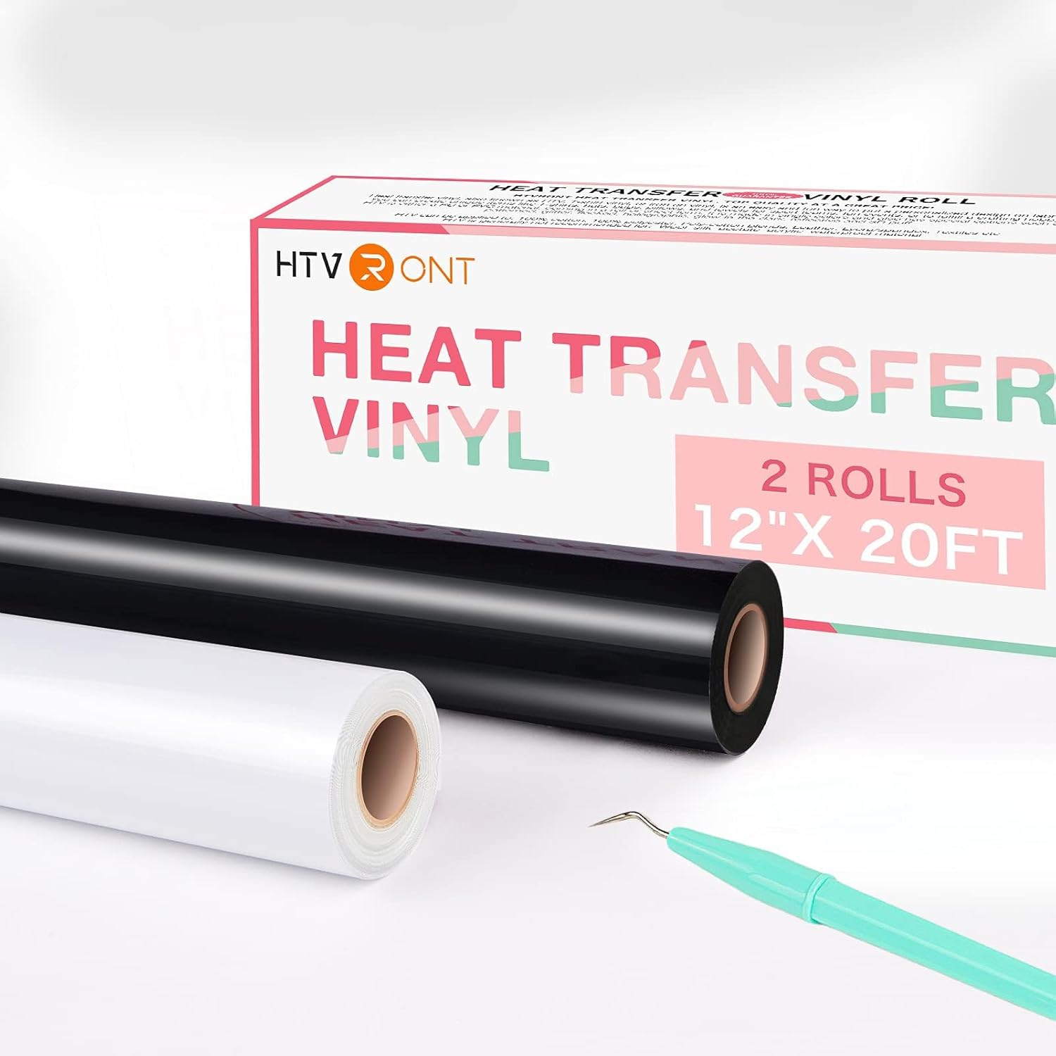HTVRONT HTV Vinyl Rolls, Special Black HTV and White Heat Transfer Vinyl, High-Q...