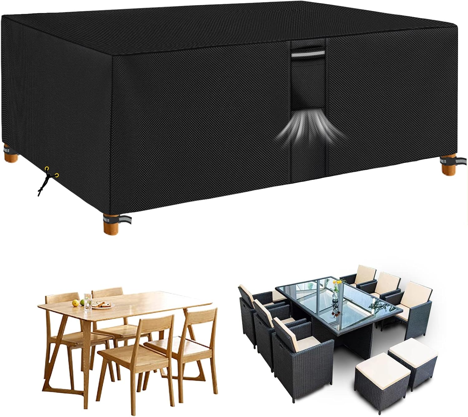 RICHIE Garden Furniture Covers Waterproof Garden Outdoor Table Cover 242x162x90c...