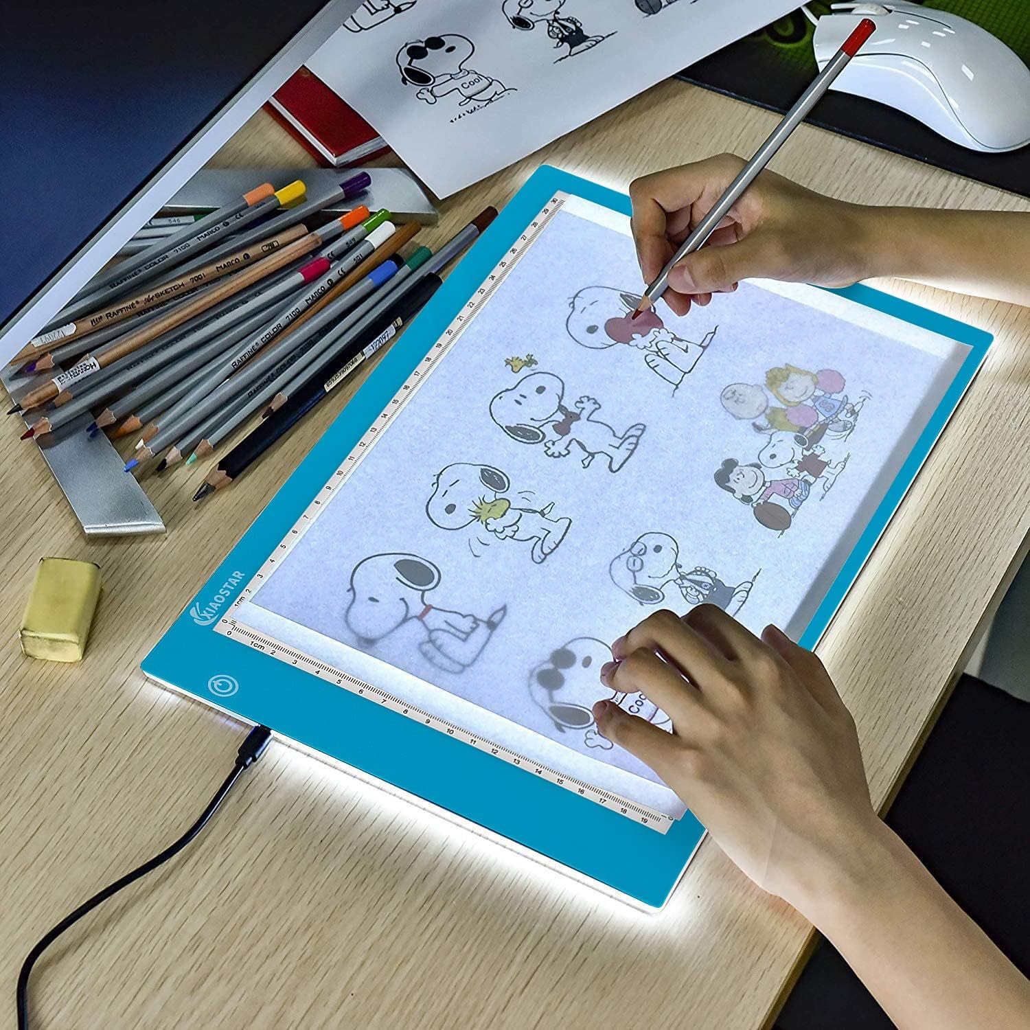Light Box Drawing A4,Tracing Board with 3 Brightness Adjustable for Artists, Ani...