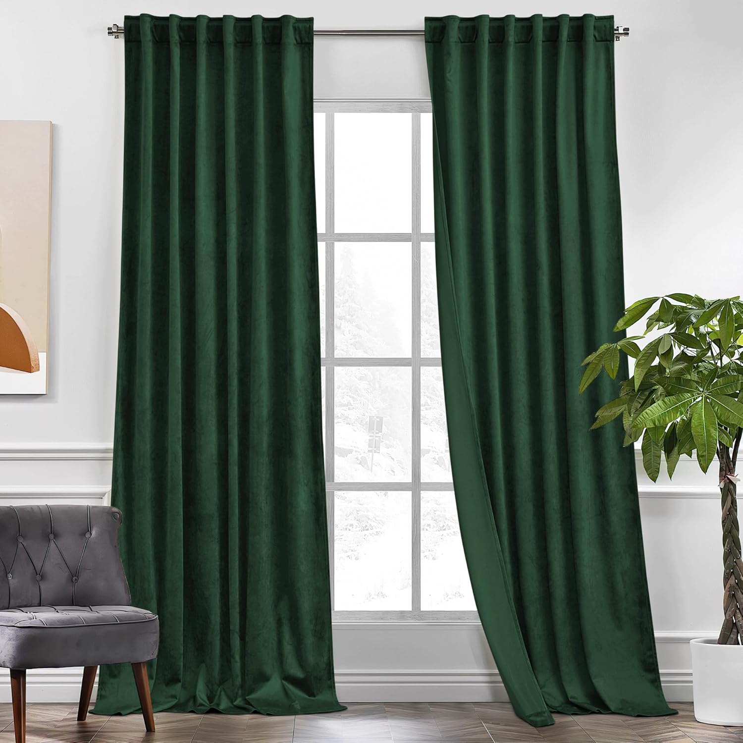 KGORGE Green Velvet Curtains, Special Velvet Blackout Curtains for Bedroom, Inno...